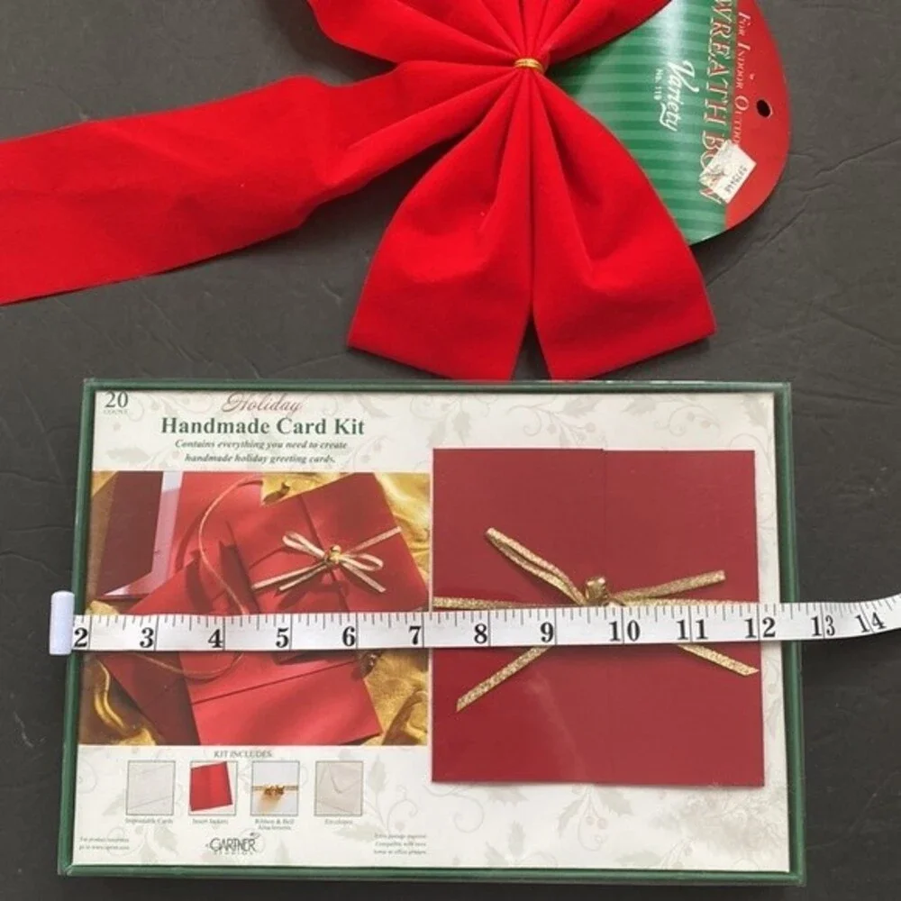 Garner Studios Holiday homemade Christmas card kit 20 count W/Wreath Bow New